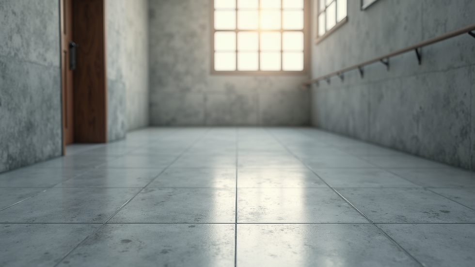 Wide angle view of polished concrete flooring