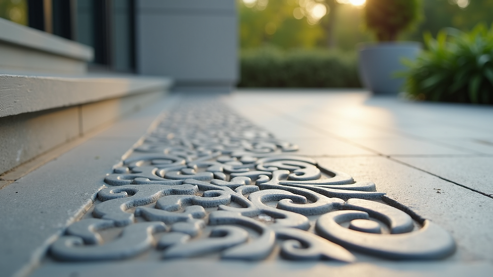 Close-up view of decorative concrete design