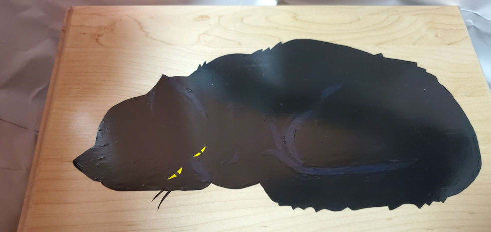 Peinture de chat sur bois pour boite à bijoux