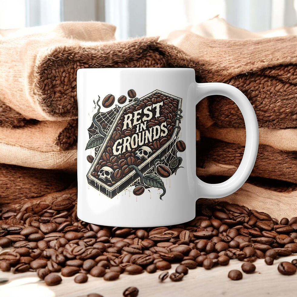"Rest in Grounds Coffee Mug - Funny Gothic Coffee Lover Gift"