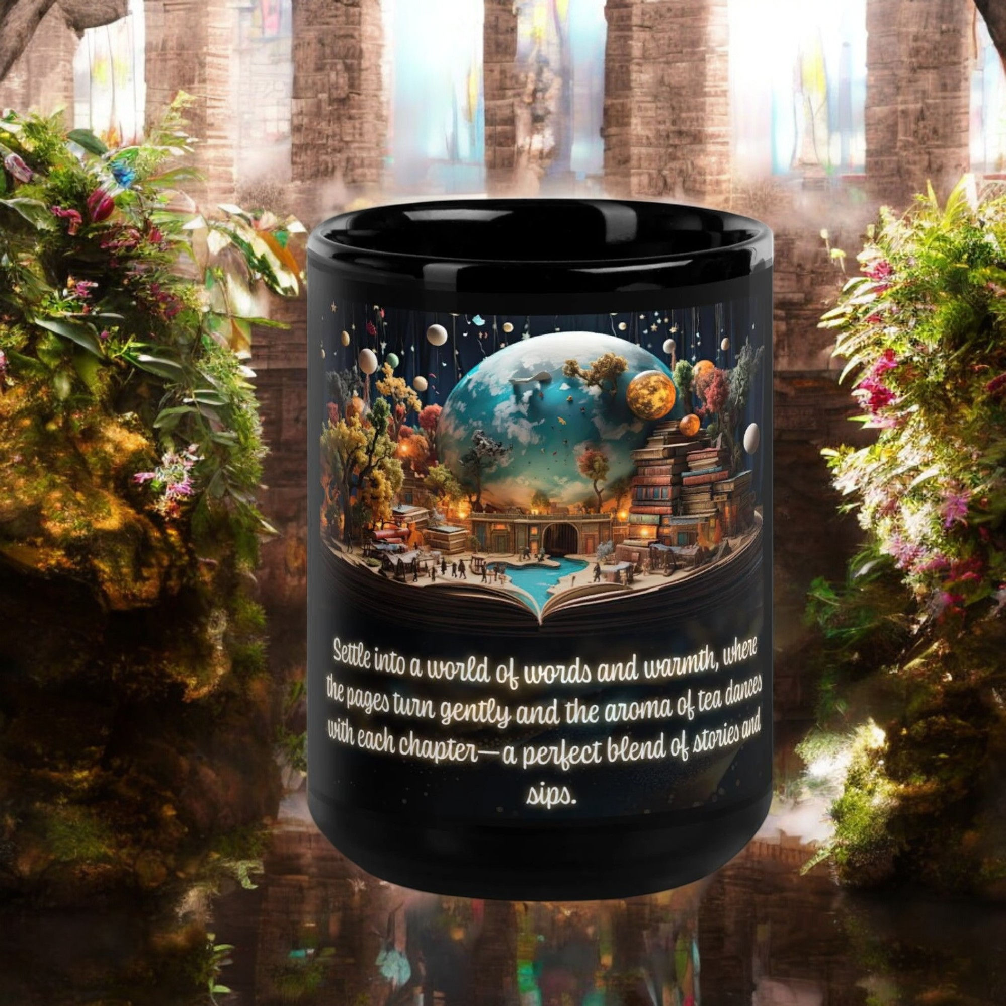 "Literary Escape Mug - Fantasy Book and Tea Lover's Coffee Cup -  for Readers