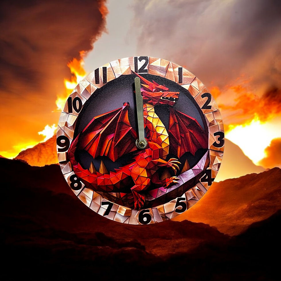 Bold Red Dragon Geometric Wall Clock - Captivating 3D Numerals