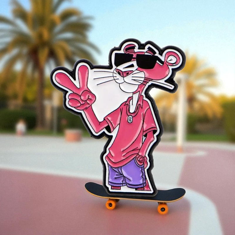 Retro Pink Panther Enamel Pin – Cool Cartoon Character Lapel Badge