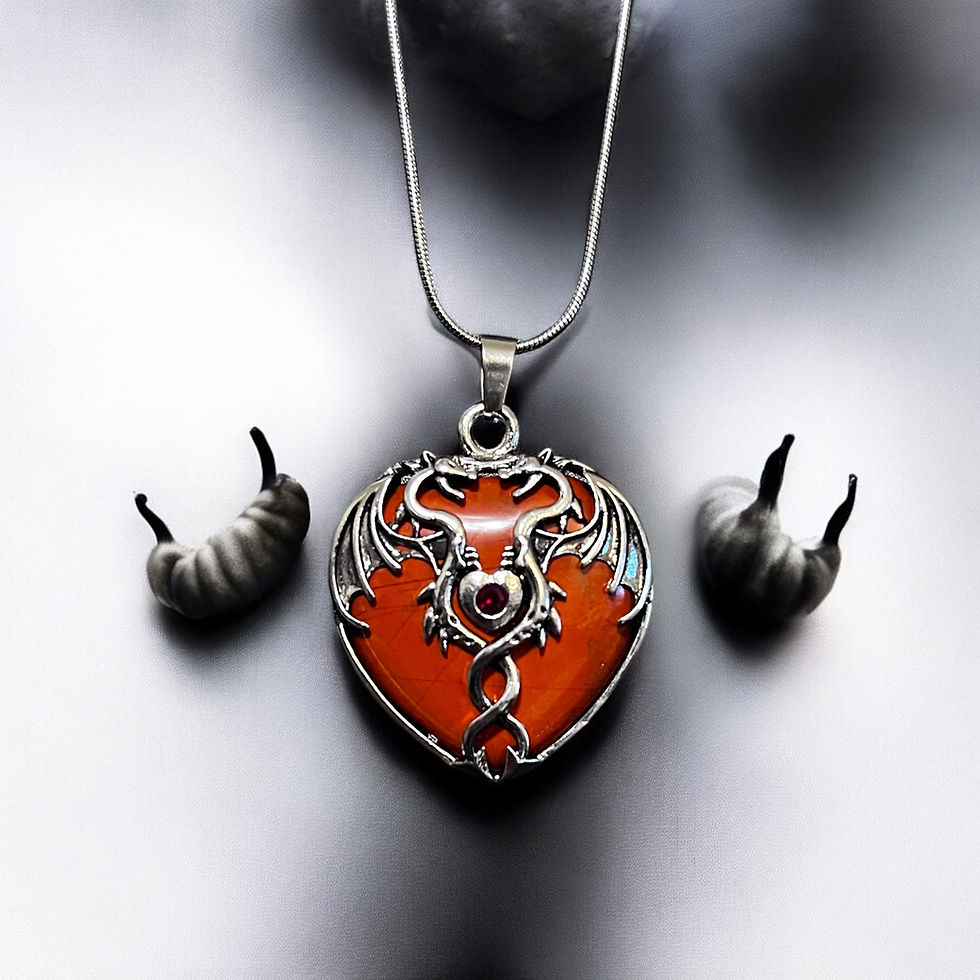 Thumbnail: Dragon Heart Pendant Necklace with Red Gemstone