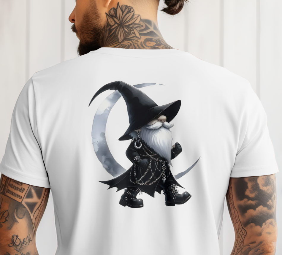 Moonlit Gothic Gnome T-Shirt – Enchanting Wizardly Style