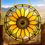 Thumbnail: Sunflower Stained Glass-Style Acrylic Suncatcher - 8in Round Window Deco
