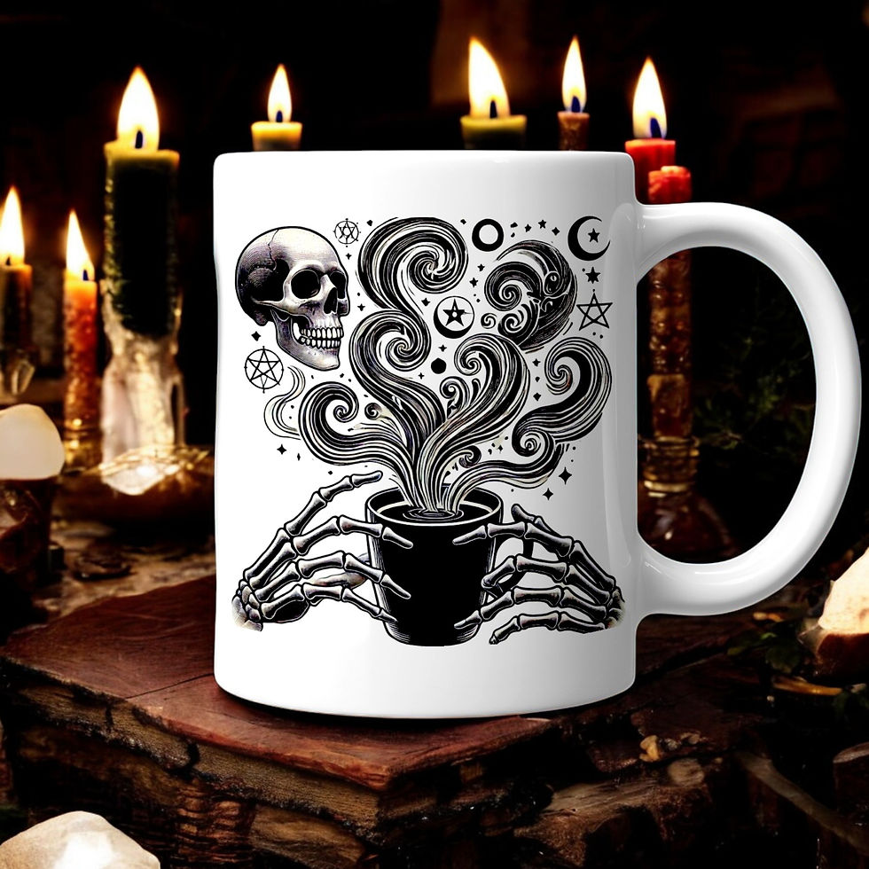 "Skeleton Hands Coffee Mug - Gothic Skull and Witchy Aesthetic Cup"