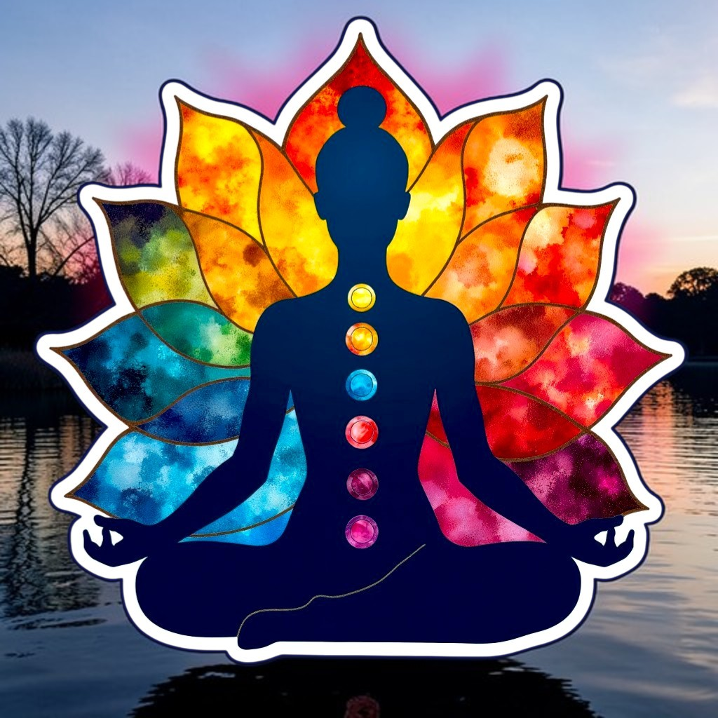 Chakra Meditation Sticker 4” BOPP Vinyl Decal Yoga Spiritual Lotus Energy