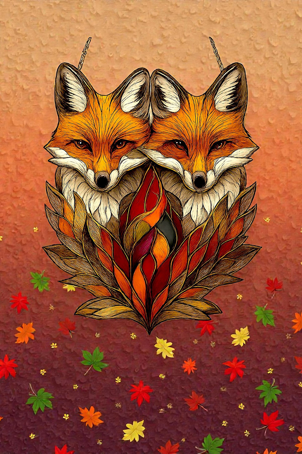 Fox Spirit Suncatcher Faux Stained Glass 6x8" 2D Flat Acrylic Forest Decor