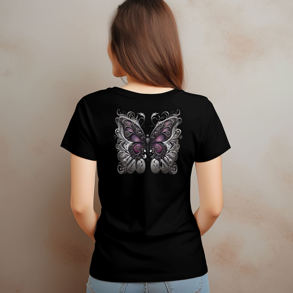 Gothic Butterfly Wings T-Shirt 100% Cotton Dark Fantasy Tee L-3X Alternative Style