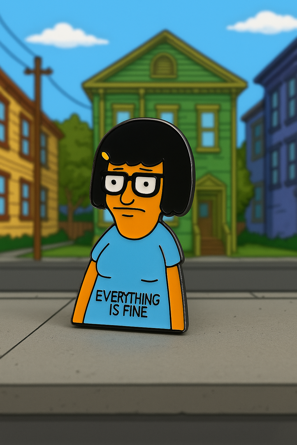 Funny “Everything Is Fine” Enamel Pin – Sad Girl Meme Pin, Humor Gift, Lapel Bad