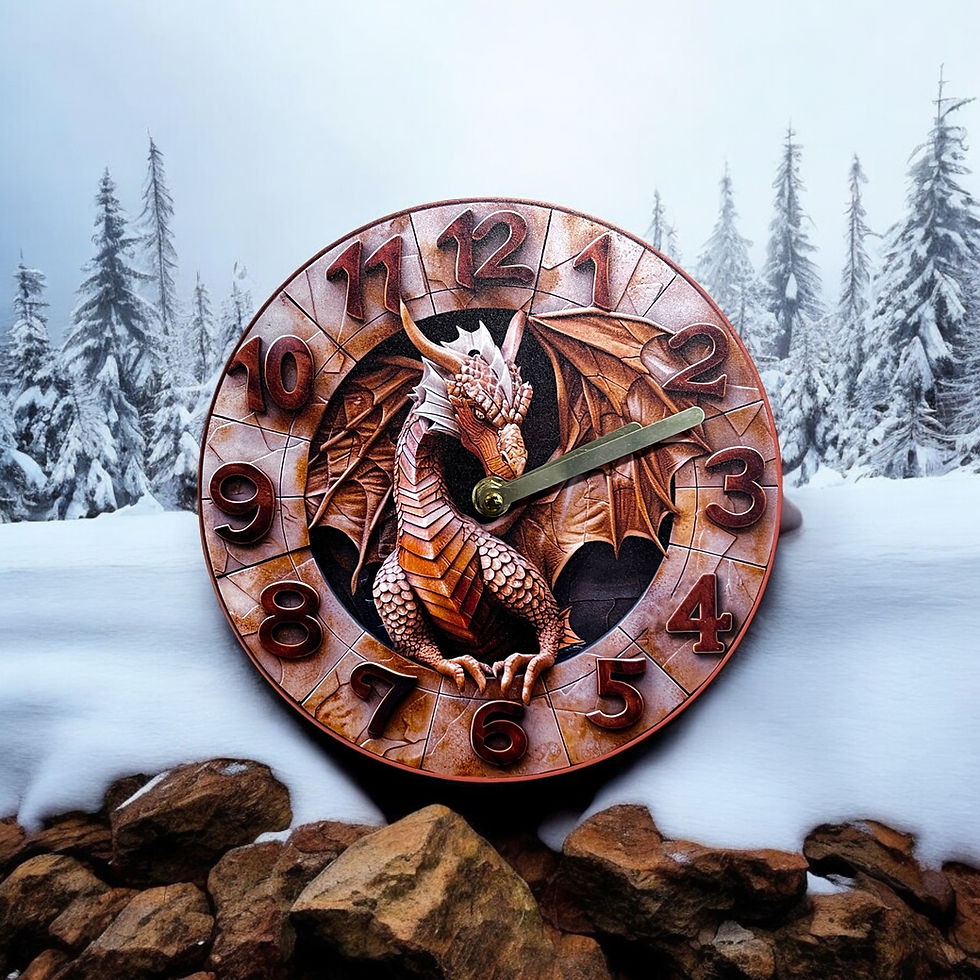 Bronze Dragon Wall Clock with 3D Numerals - Fantasy Art Décor