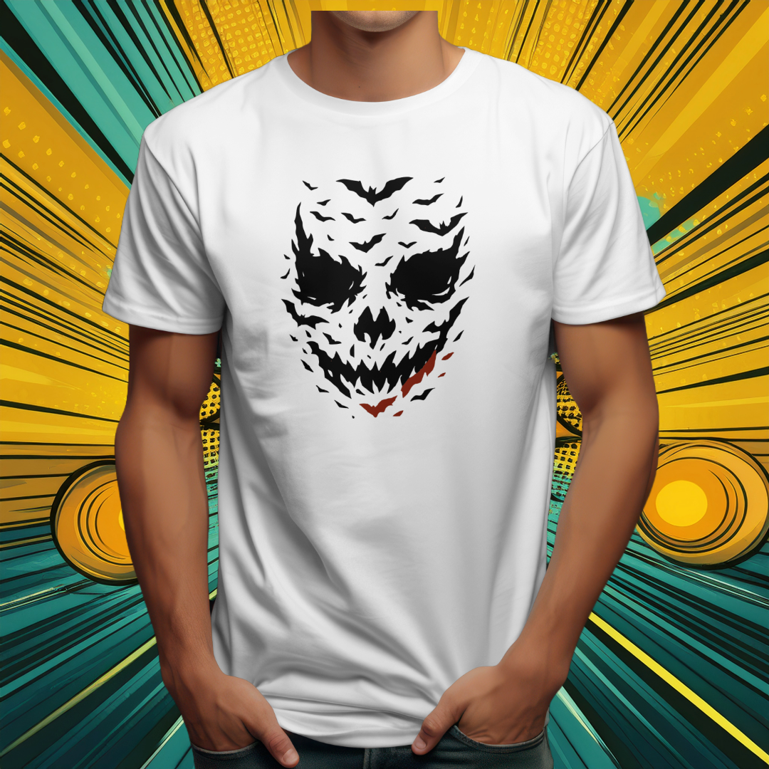 Creepy Smile Skull T-Shirt – Horror Graphic Tee 100% Cotton L-3X