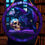 Thumbnail: Gothic Raven & Skull Suncatcher 8" Purple Stained Glass Style Window Hanging Decor