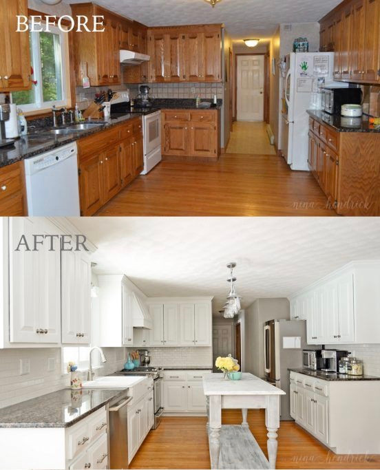 Outdated kitchen cabinets before and after