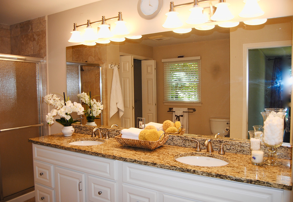 Use spa-style accessories when staging a bathroom