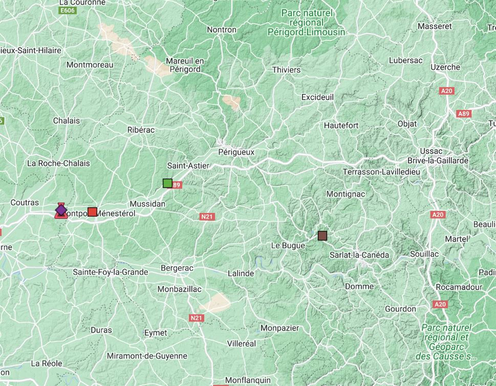 carte interactive des producteurs de caviar en Dordogne