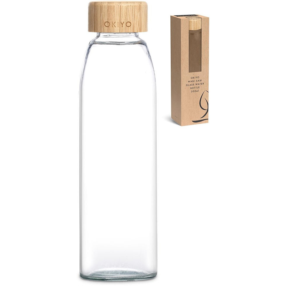 Okiyo Wabi-Sabi Glass Water Bottle - 500ml Plain