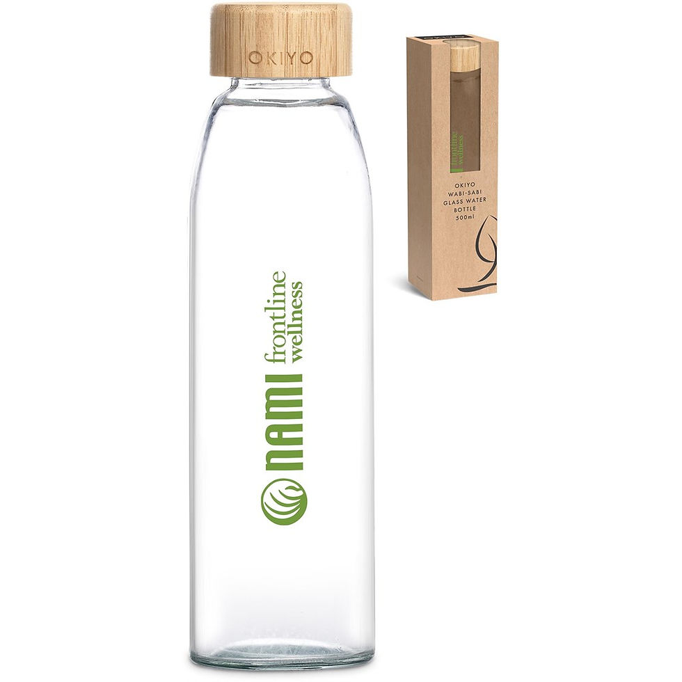 Okiyo Wabi-Sabi Glass Water Bottle - 500ml Branded