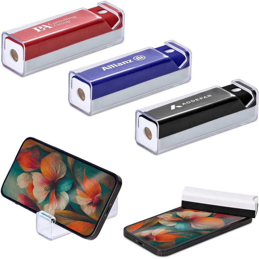 Sanitising Screen-Cleaner with Phone Stand Ad