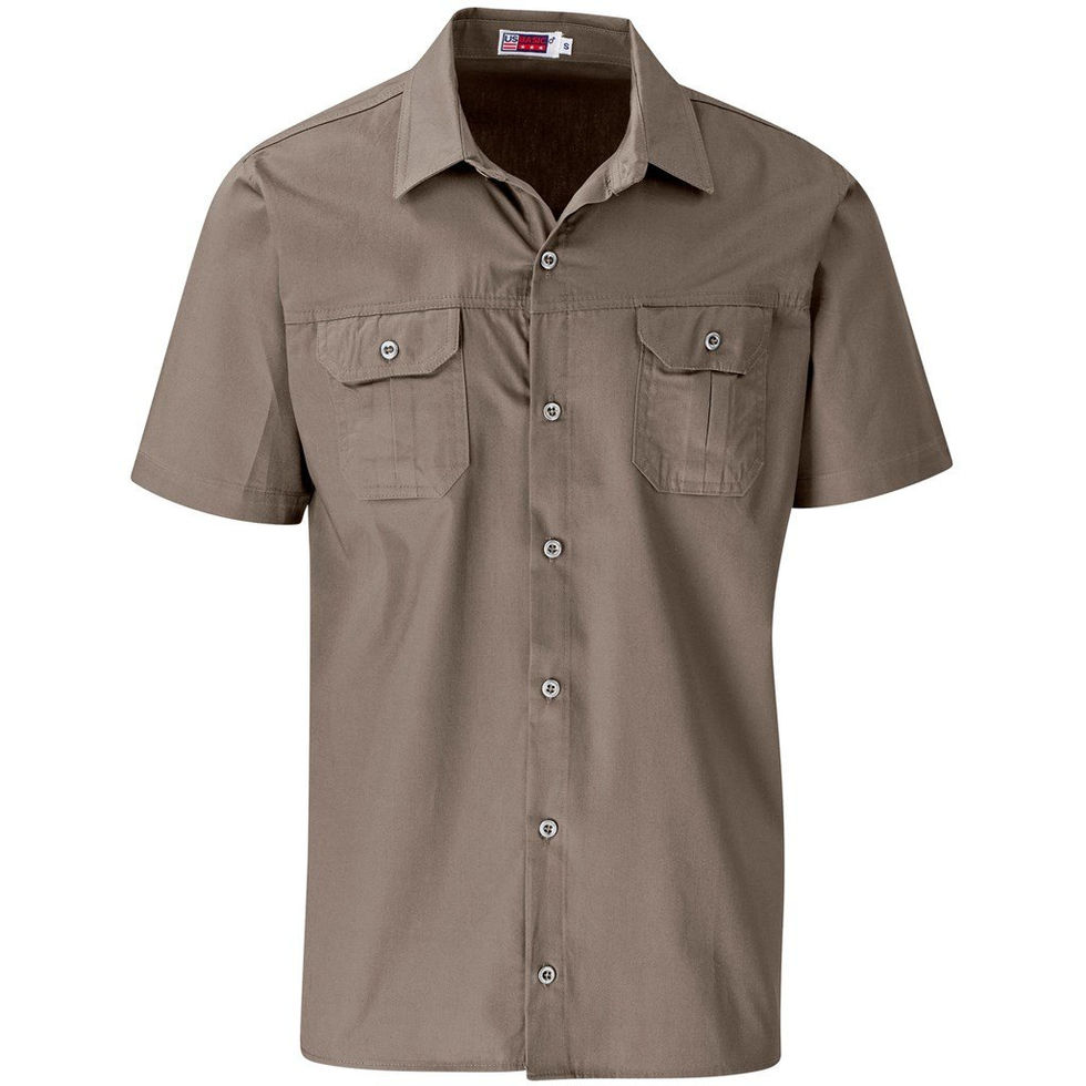 Mens Short Sleeve Khaki Shirt