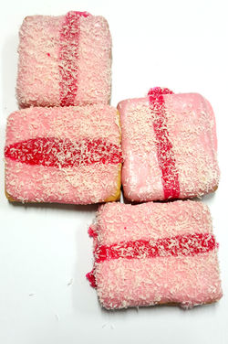 STRAWBERRY AND COCONUT STRIPE TREATS