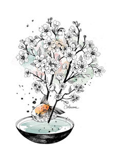 Illustration sushi aquarelle et encre de chine