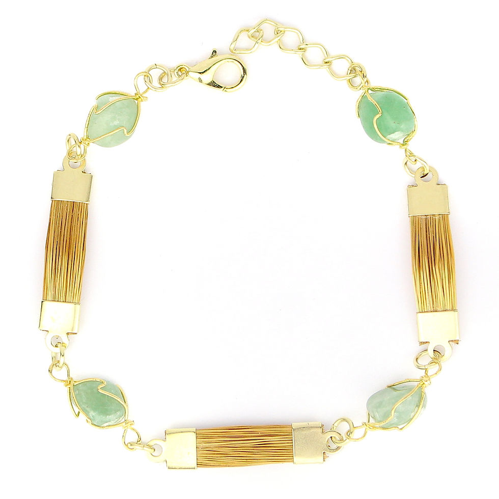Golden Grass Cocoon Bracelets with Natural Stones