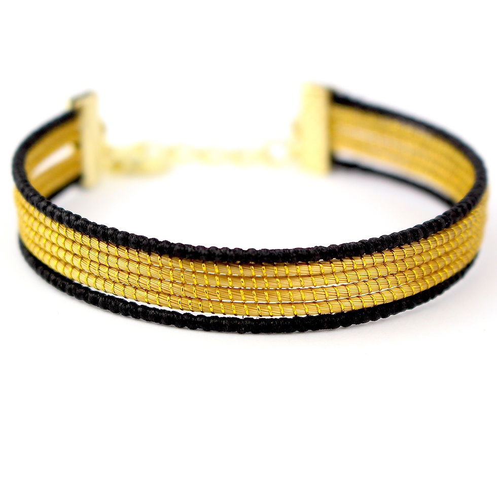 Thumbnail: Golden Grass and Buriti Straw Bracelets with Layers