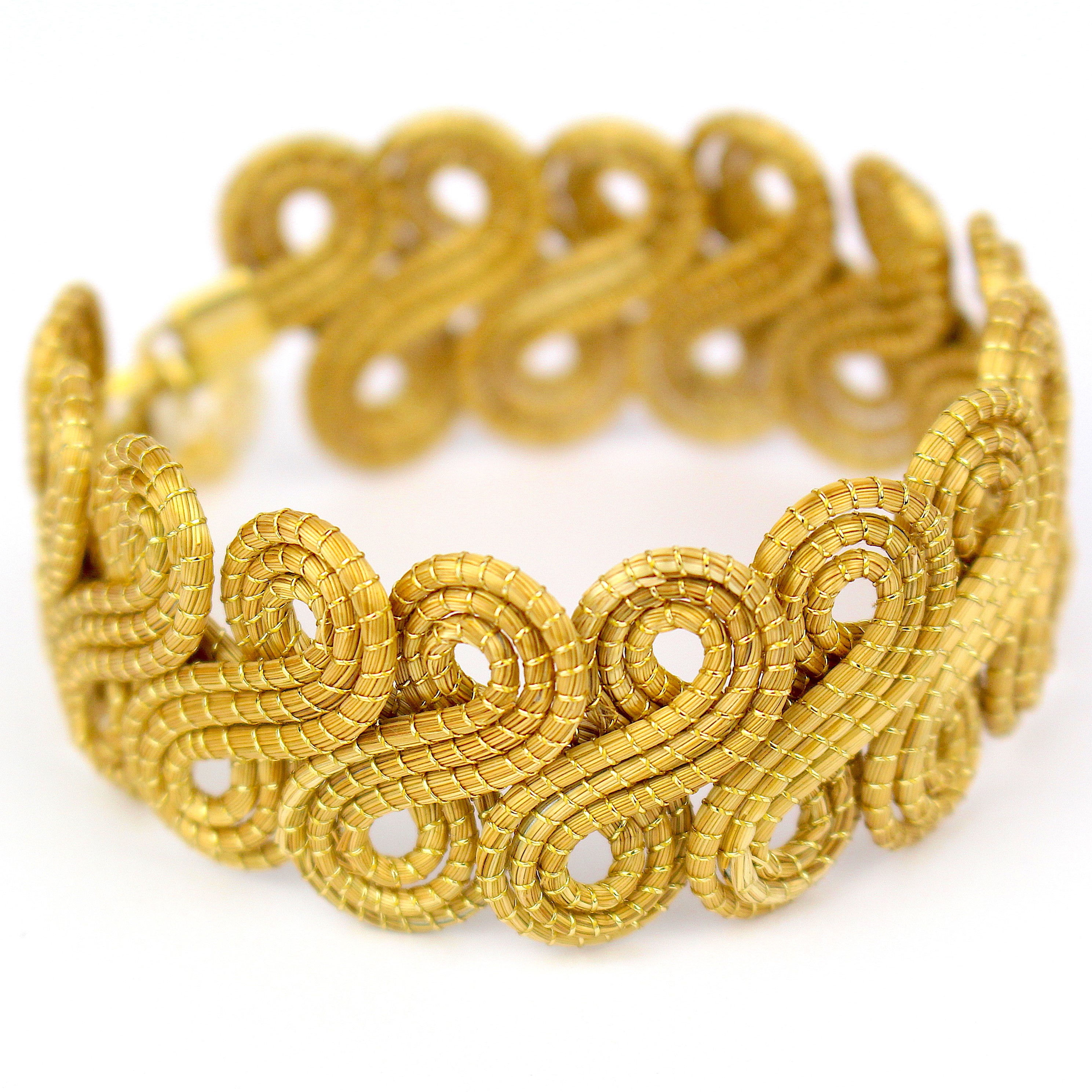 Golden Grass Bracelet with Twisted Shape