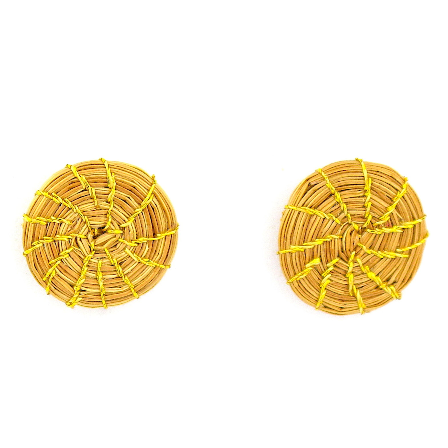 Golden Grass Stud Mandala Earrings