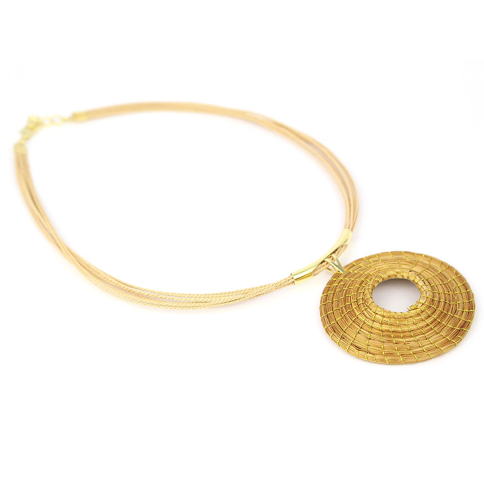 Golden Grass Mandala Necklace