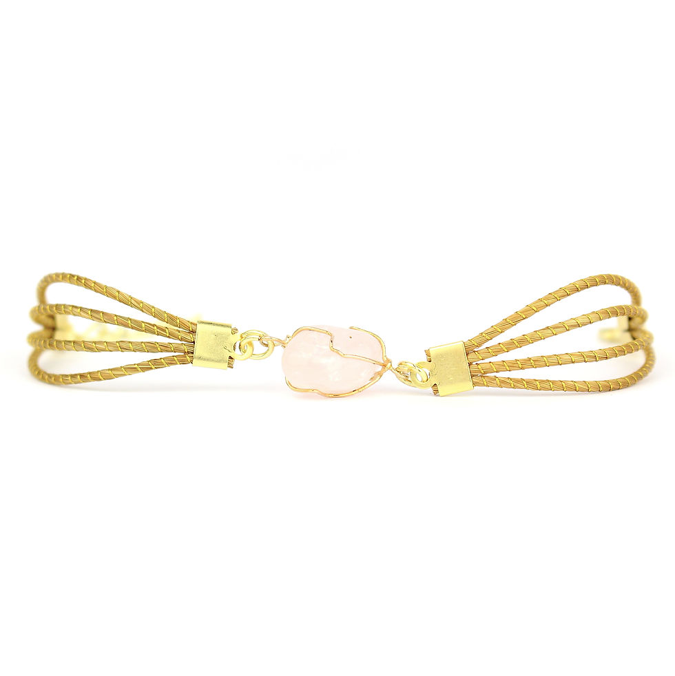 Golden Grass Chic Bracelet Rose Quartz