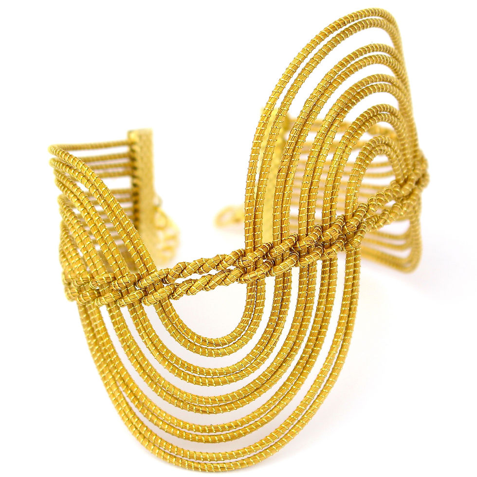 Golden Grass Long Geometric Shapes Bracelet