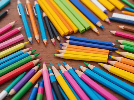 up close photo of colored pencils on the table