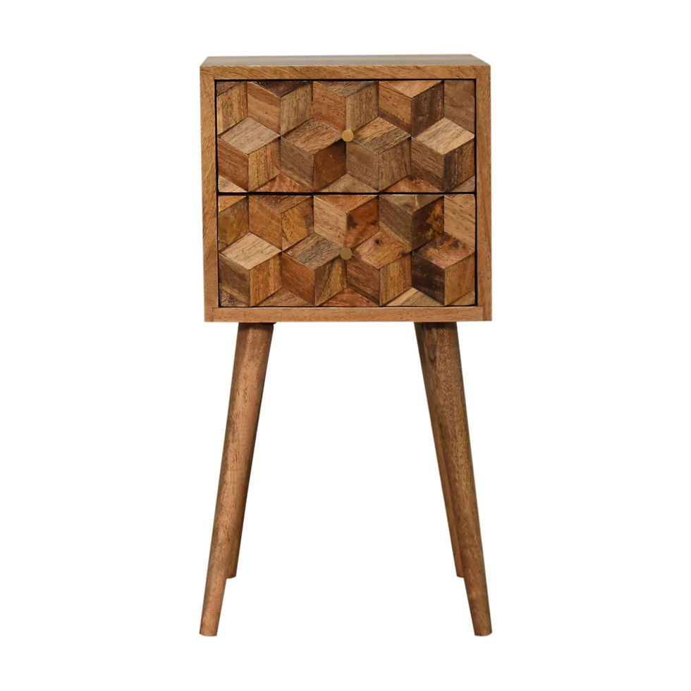 Thumbnail: Mini Cube Carved 2 Drawer Bedside