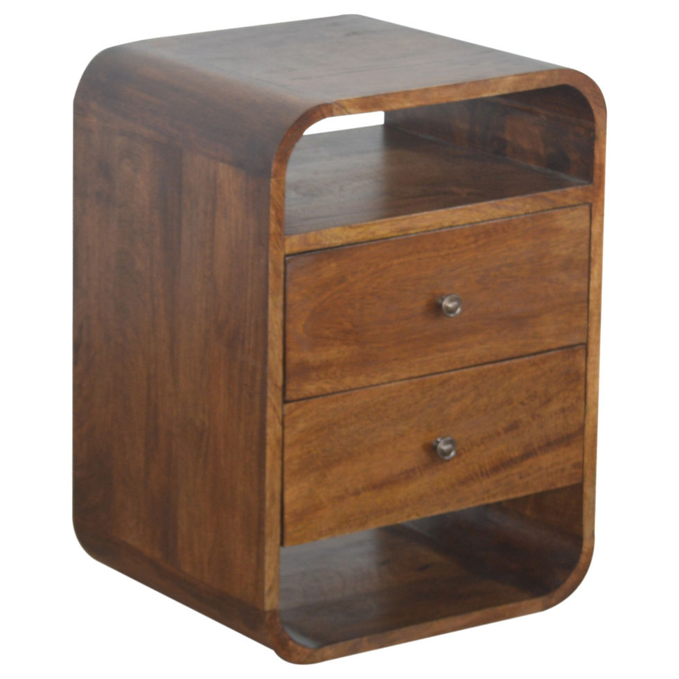 Thumbnail: Chestnut Curve 2 Drawer Bedside
