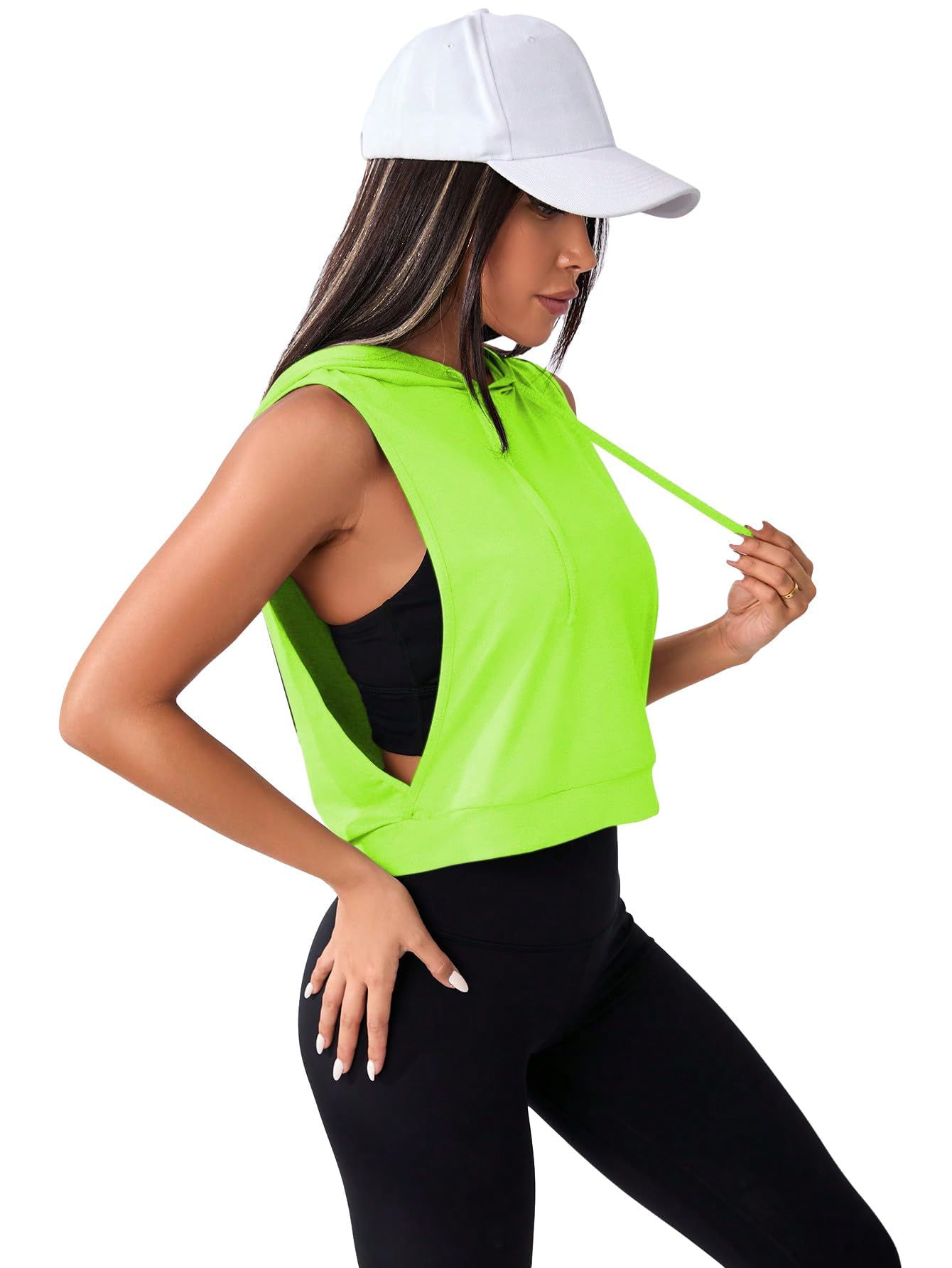 Womens Sleeveless Workout Top Gym Activewear Crop Tank Top Open Side