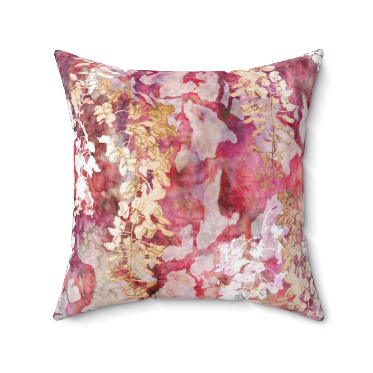 Wisteria Golden Blossom Cherry Velvet Accent Cushion