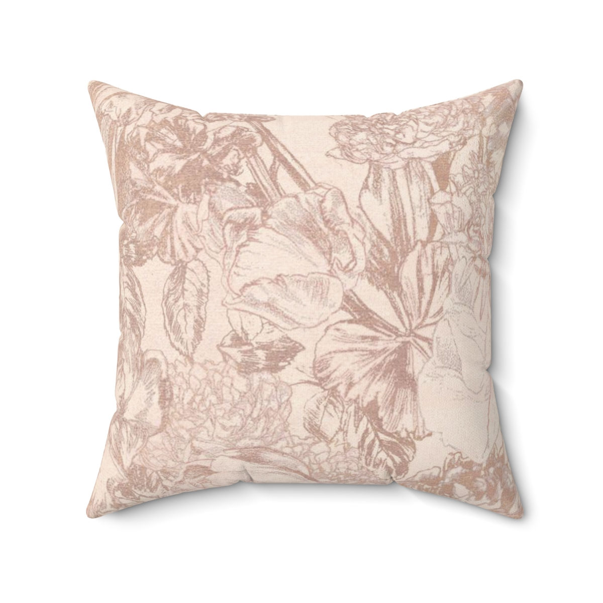 Field Flowers Toile Coral Velvet Suede Cushion
