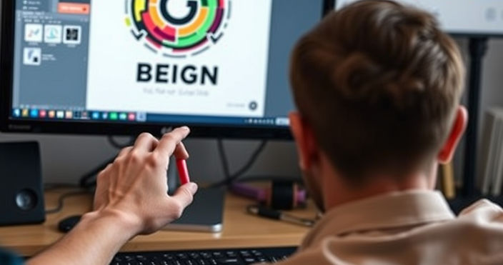 graphic design on a computer with a person's hand or back of head editing.jpg