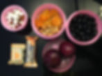 Coco, mix de nuts, damasco, uva sem caroço, ameixa, paçoca, barra de proteína!