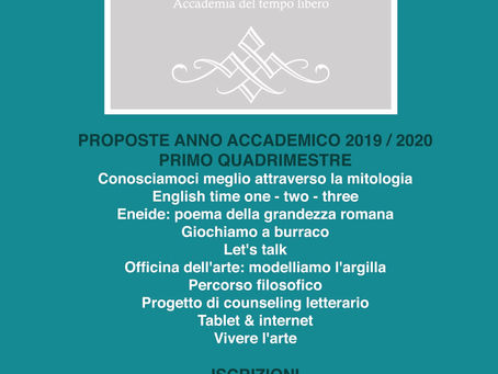 Inizia l'Anno Accademico 2019 / 2020