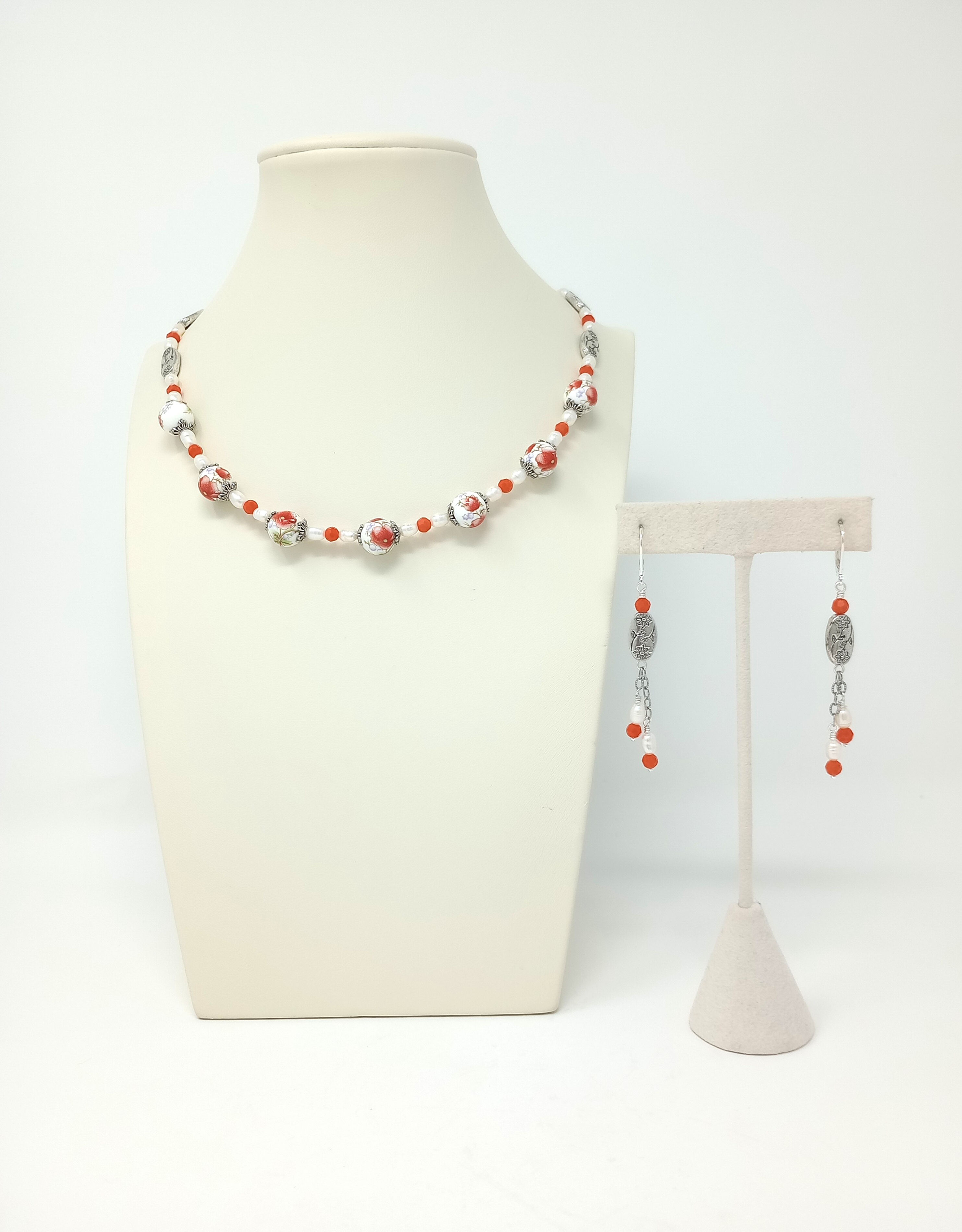 Ceramic and Pearl Jewelry Set