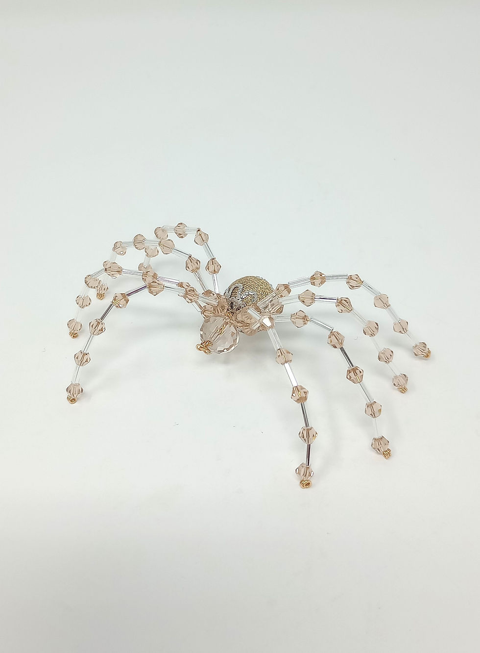 Thumbnail: Hand beaded Christmas spider : gold tones. Perfect for your holiday decor.