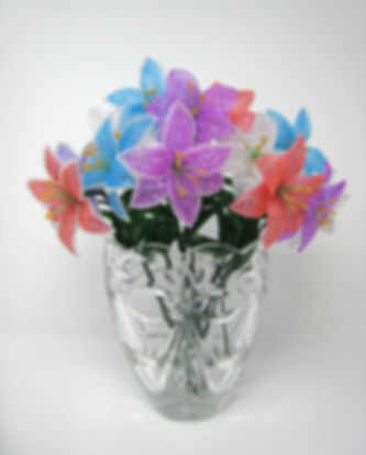 Handcrafted French beaded lily sold by the stem