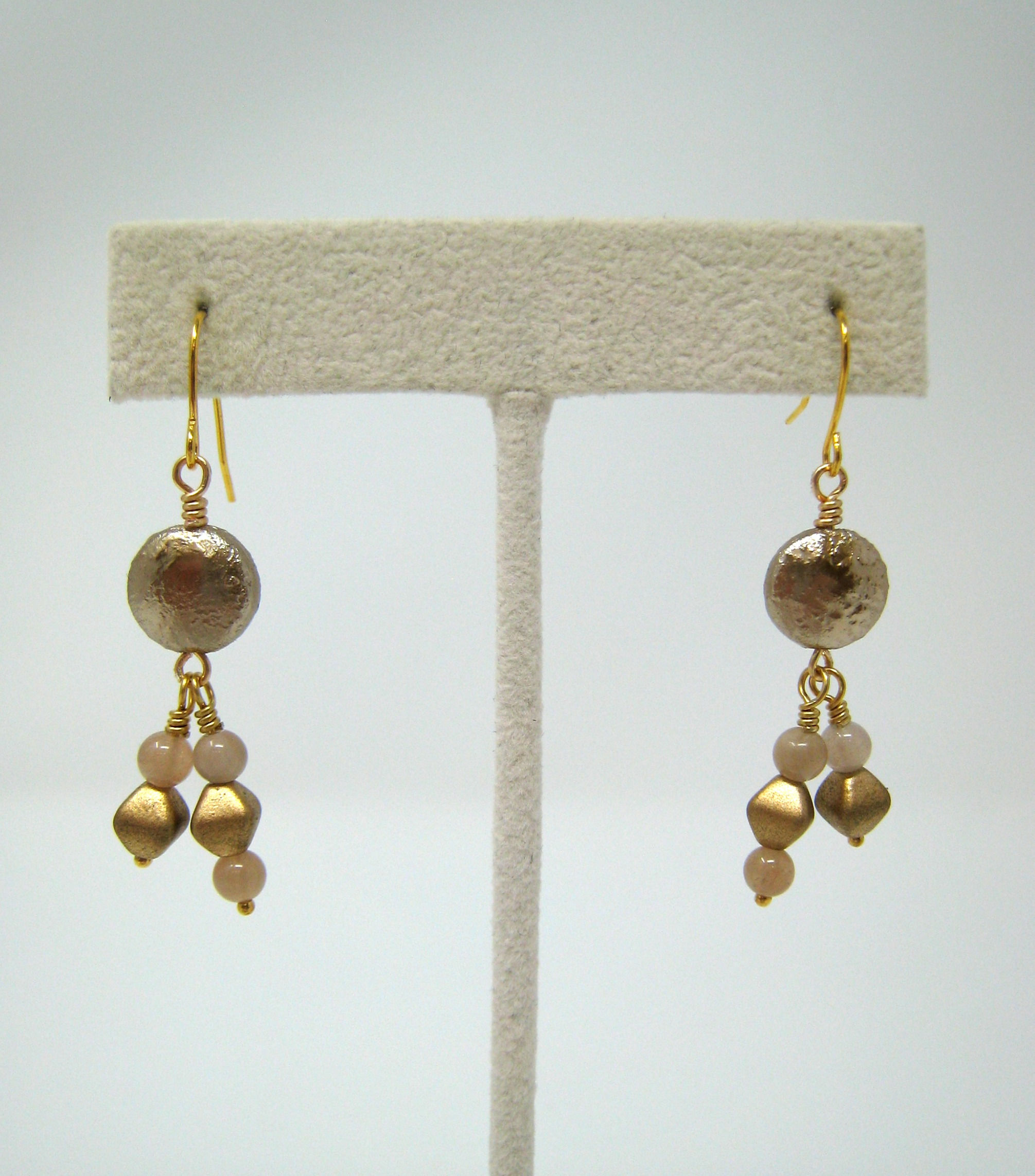 Moonstone and Czech Glass Earrings