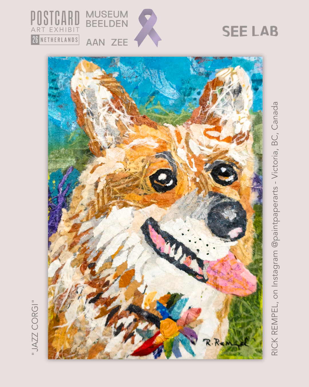 Rick Rempel, "Jazz Corgi" - Postcard Art