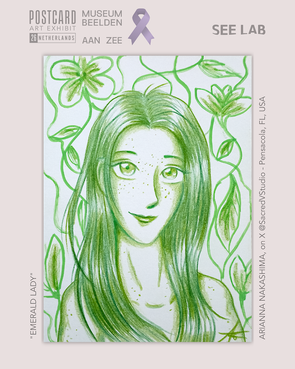 Thumbnail: Arianna Nakashima, "Emerald Lady" - Postcard Art