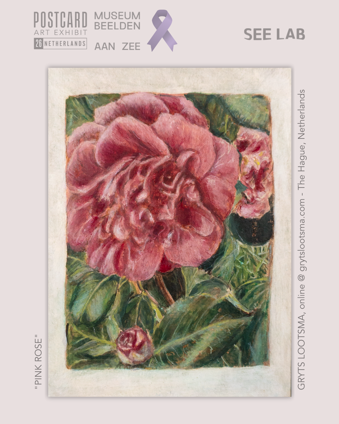 Gryts Lootsma, "Pink Rose" - Postcard Art
